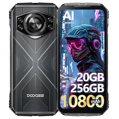 DOOGEE S cyber Rugged Smartphone Android 14, 10800mAh Battery Rugged Phone，50MP AI Camera, 20GB RAM + 256 ROM, 6.58" FHD+2.4K IPS Waterdrop Phones, 5G WIFI/Dual SIM Phone/Anti-Fingerprint Film