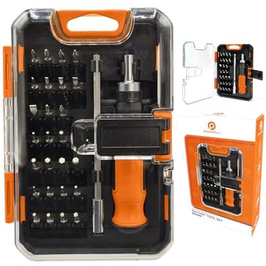 Compact 28-Piece Screwdriver Set - with Ratchet, Sockets & Screwdriver Bits - Essential Tool Kit for Home & Auto Repair - Includes Phillips, Slotted, Torx, Hex Bits & Extension - Powerfull