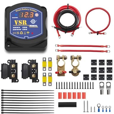 3m Split Charge Relay Kit 12v 140amp Leisure Battery Kit Voltage Sensitive Relay VSR Smart Dual Battery Isolator Kit for camper auto van