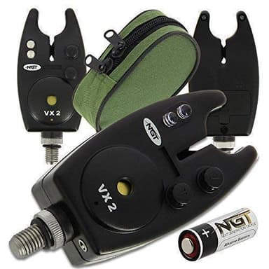 NGT Carp Fishing VX2 Black Bite Alarm with Volume and Tone Control with Battery