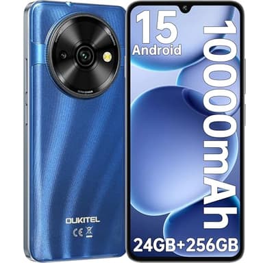 OUKITEL C59 Pro Android15 Mobile Phones - 10000mAh Large battery Smartphone,24GB RAM+256GB ROM+1TB,110LM Flashlight,6.88" HD+ Large Screen,4G Dual SIM Free Unlocked, NFC/Fingerprint/Face ID/GPS(Blue)
