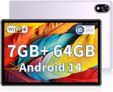 DOOGEE U9 2025 Newest Android 14 10" Tablet 7GB RAM+64GB ROM 1TB TF, Bluetooth 5.0 WIFI 6 Tablet, 10W Fast Charging Android Tablet, OTG, Type C, 3.5mm Heakphone Jack, 2 Years Warranty, Lavender Purple