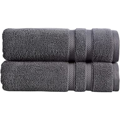 Christy Chroma Bath Towels | Set of 2 | Highly Absorbent Heavyweight 675GSM | Bold and Bright | Soft Velvety Smooth Bathroom Shower Towels | 100% Cotton | Sustainably Made | Ash Grey