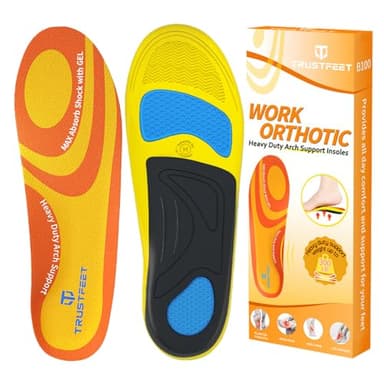 Trustfeet Work Orthotic Insoles, Plantar Fasciitis High Arch Support Insoles for Man Women, Anti Fatigue Relieve Foot Pain Work Boot Shoes Inserts for Standing All Day-M
