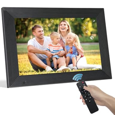 TSITSC 10.1 Inch Electronic Digital Photo Picture Frame with Remote Control, IPS Screen HD Display 1080P Player Calendar Clock Alarm, Share Moments Via USB/SD Card(Non-WiFi)