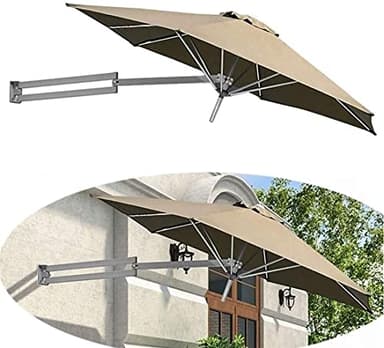 Garden Parasol Sun Parasol Umbrella Garden Parasols Wall Mounted Outdoor Umbrella With Metal Pole Sun Shade Uv Proof Umbrella, 7Ft 2.2M (Khaki)