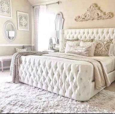 Atomic Sleep Luxury Curved Winged-Bed Frame - Upholstered in Plush Velvet Fabric with Mattress/Gas Lift Option - UK Made (Cream Plush, KingSize with gas lift storage)