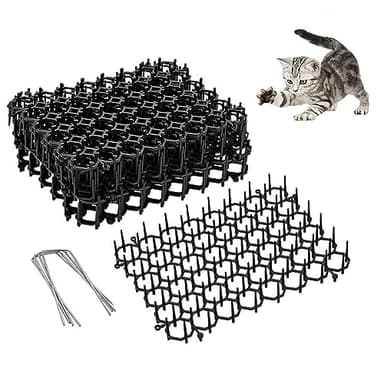12pcs 20*15.5cm Cat Scat Mat with Spikes 15.5*20cm Prickle Strips Plastic Spikes Indoor and Outdoor for Dererrent Prickle Strip Dig Stopper Cat Repellent Mat Pet Digging Deterrent with 8 U-Shaped Peg