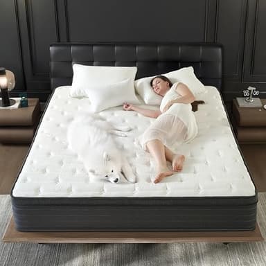 VERYOK Hybrid Mattress Queen Size, 12 Inch Firm Queen Size Mattress with Hybrid Bed Soft Mattress in a Box Pressure Relief & Motion Isolation