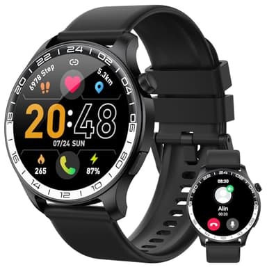 Smart Watch for Men Answer/Make Calls, 40mm AMOLED Smartwatch, IP68 Waterproof and 110+ Sport Modes Fitness Watch with Heart Rate/Sleep/SpO2 Monitor, Watch for Android iOS Phones compatible black