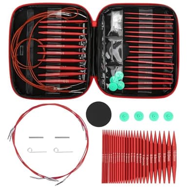 Agatige Knitting Needles Set, 40cm/60cm/80cm/100cm Detachable Circular Interchangeable Knitting Needles Kit for Handmade DIY Knitting