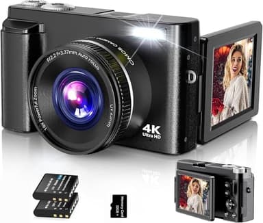 Digital Camera,4K 48MP Autofocus Compact Digital Camera with 32G Card 16X Digital Zoom,Vlogging Camera for Youtube with Anti-shake, Flash,3.0 inch 180° Flip Screen for Teens, Beginners,Adults
