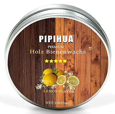 PIPIHUA Beeswax Polish for Wood, Multi-Purpose Furniture Polish for Waterproofing & Protection, Natural Beeswax Traditional Wood Wax for All Wood Types and Colours, 100ml with Sponge（Lemon）