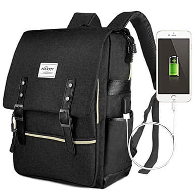 Puersit Laptop Rucksack for Women, Work Laptop Backpack 15.6 inch Men, Water Resistant College School Business Office Computer Bag with USB Charging Port