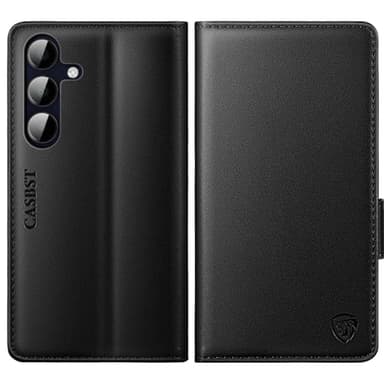 CASBST for Samsung Galaxy S24 Case, Kickstand Flip Leather Wallet Book Case with Card Slots Shockproof Magnetic Closure Protective Phone Case Cover Compatible with Samsung S24 - Black