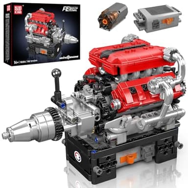 Mould King 10204 V8 Engine Building Toy - Build Your Own V8 Engine Kit That Runs, 8-Cylinder Petrol V8 Car Engine Model Building Kit for Kids/Teens 10+ Years (750 PCS)