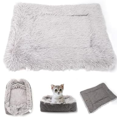 MIZAZBOX 3 In 1 Cat Bed Small Dog Bed, Winter Self Warming Bed, Summer Cool Bed, Soft Cozy Bed, Calming Dog Crate Bed Pet Mat,25.6 X19.7inch,Grey