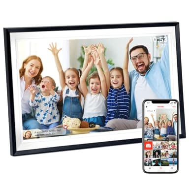 Hesmor Frameo 15.6 inch Digital Photo Frame WiFi - 1920x1080 FHD IPS Screen Touchscreen, Built-in 32GB Storgae, Auto Rotate, Electronic Photo Frame via App to Share Photos & Videos Anywhere
