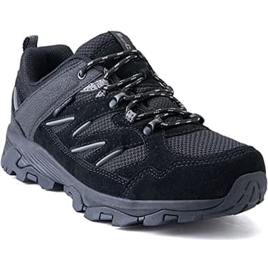 SILENTCARE Walking Shoes Mens Waterproof Low Rise Hiking Shoes Mens Non-Slip Lightweight Trekking Outdoor Shoes Camping Climbing (Black 01, Numeric_9.5)