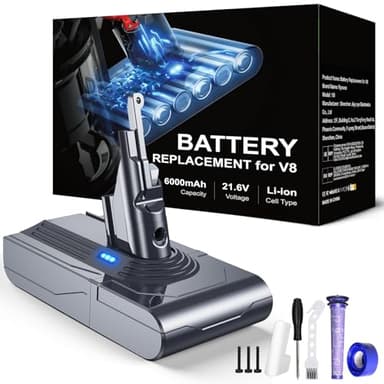 6000mAh Replacement Battery for Dyson V8 Battery Compatible with Dyson V8 Vacuum Cleaner Series V8 Absolute, V8 Animal V8 Motorhead V8 Fluffy Cordless Vacuum Cleaner