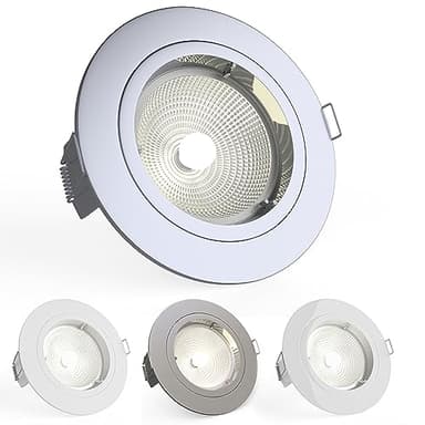 National Lighting Recessed Lighting - Mains Powered LED Spot Lights Downlights for Ceiling - IP20 Rated GU10 Fitting for Halogen or LED - Chrome Finish, Fixed Version