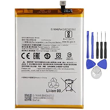 Li-ion Battery Compatible with Xiaomi Redmi 9C / 9A / POCO M2 PRO BN56 5000mAh High Capacity Mobile Phone Replacement Battery with Removal Kit Included