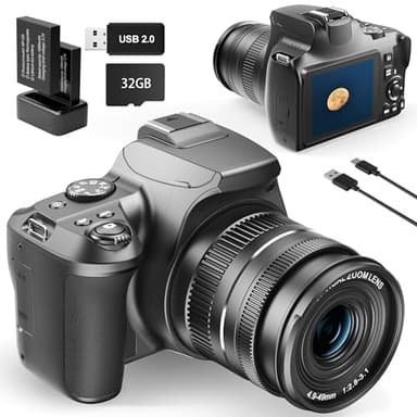 NBD 64MP Digital Camera with 4K Video & 40X Zoom - 1080P HD Autofocus, EIS Stabilization for Photography Beginners (Black) (Black)