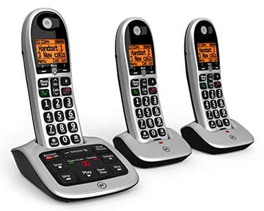 BT 84668 4600 Big Button Advanced Call Blocker Home Phone with Answer Machine, Trio Handset Pack, Black, White