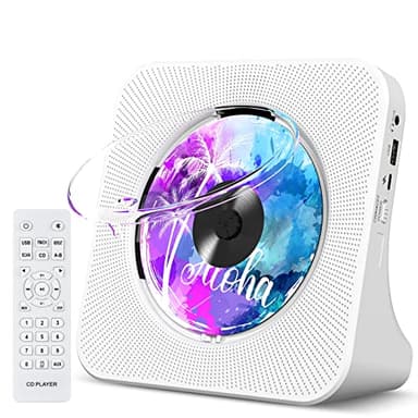 Portable CD Player with Bluetooth, Gueray Desktop CD Players for Home, Bulit-in Double HiFi Speakers, AUX&Headphone Jack, FM Radio Boombox with Remote Control, USB Port,LCD Display