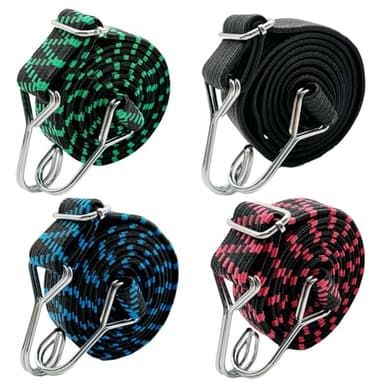 Zanmuk Bungee Cords Straps with Hooks - 2m 4 Pack Adjustable Elastic Bungee Cord Heavy Duty Bungee Straps