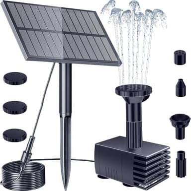 Biling Solar Fountain for Bird Bath, Solar Bird Bath Fountain Powered Water Features with 7 Nozzles Filter Water Pump for The Garden Hummingbird Bath, Small Pond