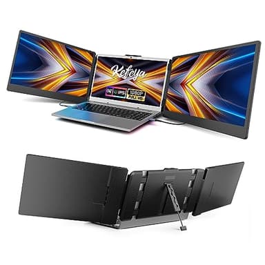 KEFEYA Portable Monitor for Laptop, 14” Full HD IPS Display Screen, Triple Laptop Screen Extender, Work with 13”-17” Mac Windows Chrome