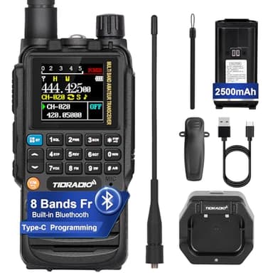 TIDRADIO TD-H3 Ham Radio Transceiver, Wireless Programming Dual Band Two Way Radio, Long Range Handheld Amateur Radio Air Band (Black), 1 Pack