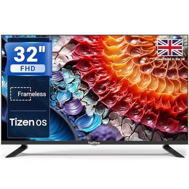 TeeView 32 inch Full HD/FHD 1080P Smart TV Tizen OS TV with Netflix Disney+ Gaming Hub Dolby Audio, Made in the UK