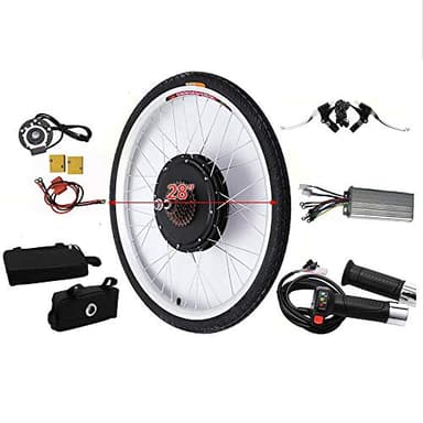 28 Inches 1000W Rear Electric Bike Conversion Kit, Upgraded eBike Hub Motor Set, Direct Drive Wheel for 48V Battery E-Bike, Upgrade to 5 Speed Electric Bicycle with Pedal Assist and Tyre