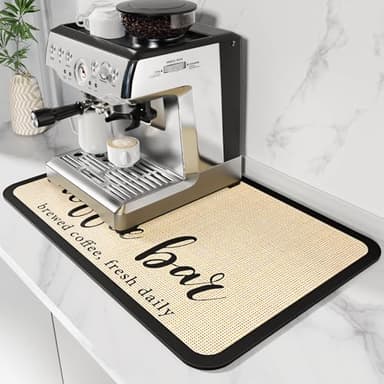 DK177 Coffee Bar Mat - Hide Stain Absorbent Drying Mat with Waterproof Rubber Backing - Fit Under Coffee Maker, Machine, Pot or Espresso Machine (19''X12'')