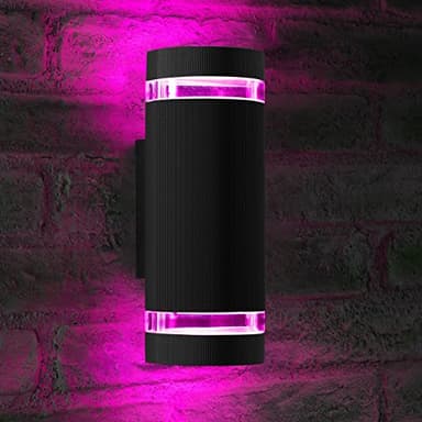 Auraglow RF Remote Control Colour Changing LED Double Up & Down Outdoor Wall Light - Black - Twin Pack Bundle
