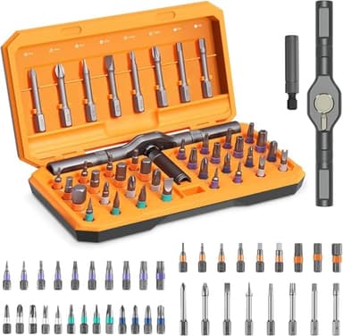 ORIA 42 in 1 Ratchet Screwdriver Set, Professional Magnetic Repair Kit with Detachable T-Handle, Includes 40 S2 Steel Bits (Phillips/Slotted/Torx/Pozidriv) for Furniture, Electronics & Car Maintenance