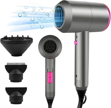 CASAMAA Professional Ionic Hair Dryer Powerful AC Motor Quick Drying with 2 Speed 3 Heat Setting, Cool Shot Button with 1 Diffuser & 2 Concentrator, Hairdryers for Women Man