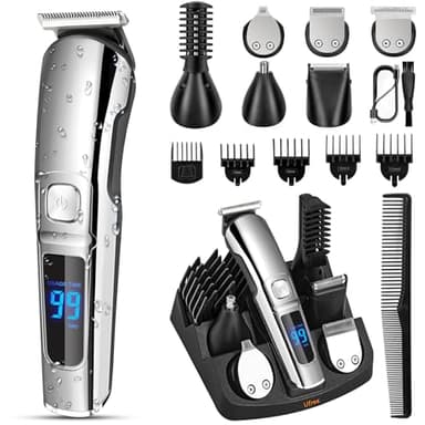 Ufree Beard Trimmer Men, Waterproof Electric Razor for Nose, Body, Face and Mustache, Cordless Hair Clippers Shavers for Men Grooming Kit, Gifts for Husband Father
