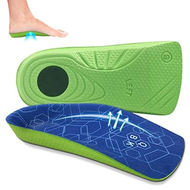 Insoles for Plantar Fasciitis, QBK Arch Support Insoles for Men, Avoid Achilles Tendonitis, Metatarsalgia, Overpronation, Heel Spurs, 3/4 Thin Unisex Insoles S