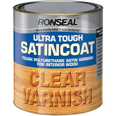 AMK® Ronseal Ultra Tough Varnish SatinCoat 750ml Satin Clear Strong Polyurethane for Interior Wood Durable and Resistant to Heat Water & Scratches