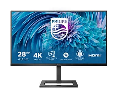 Philips 288E2UAE - 28 Inch 4K UHD Monitor, 60Hz, 4ms, IPS, Speakers, Height Adjust, USB Hub (3840 x 2160, 300 cd/m², HDMI/DP/USB 3.2)