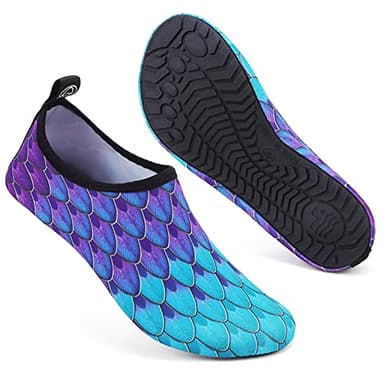 Mabove Swim Water Shoes Socks Barefoot Protecting for Sea Beach Swimming Pool Men Women, Purple Mermaid, 7.5/8.5 UK