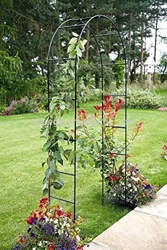 Garden Mile Heavy Duty 2.4m Garden Arbour Steel Frame Garden Arch - Large, Strong Weather Resistant Metal Climbing Plants Indoor Outdoor Support Arches for Roses, Climbers, Fruit, Archway or Peas