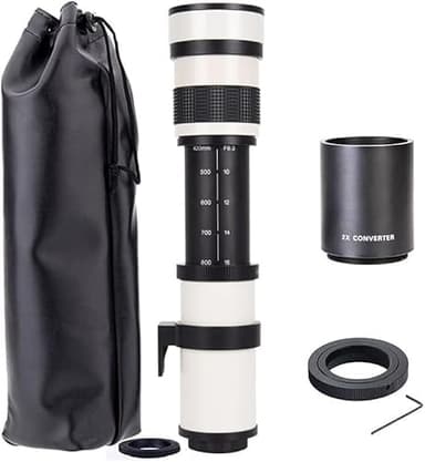 EF Mount - JINTU 420-1600mm f/8.3 Manual Telephoto Zoom Lens for Canon Rebel T3, T3i, T5, T5i, T6i, T6s, T7, T7I, T8I 80D, 90D, SL3, 70D, 5D, 5D IV, 6D II, 7D II SLR Cameras 1200D/1300D/2000D/4000D