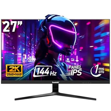 Gawfolk Gaming Monitor 27 inch QHD IPS, PC Screen 144Hz 2K (2560×1440P), Ultra-Thin Zero Frame Computer Display for Home Office Business, 99% sRGB, DP, HDMI, Wall-Mounted