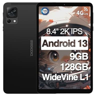 DOOGEE T20 Mini 8.4" 2.3K Tablet, 9GB RAM, 128GB ROM, 1TB TF, 5060mAh Battery, 1.6 GHz 8 Core Android 13, 13 MP + 5 MP Camera, TÜV Certified, 2.4/5GHz & GPS, Black