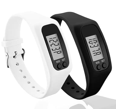 Step Counter Watch 2 PCS for Women & Men,Pedometer Watch Waterproof,Step Tracker with Time Display,Pedometer,Distance Calculation,and Calories,Fitness Tracker Watch Multiple Sports Modes