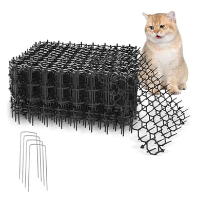 Pckobever 12 Pcs Cat Scat Mat With Spikes,15.5 * 20cm Cat Repellent Mat With Spikes Anti Cat Dog Deterrent,Prickle Strip Dig Stopper Stirp Pet Deterrent Net With 4 U-Shaped Pegs For Garden,Fence